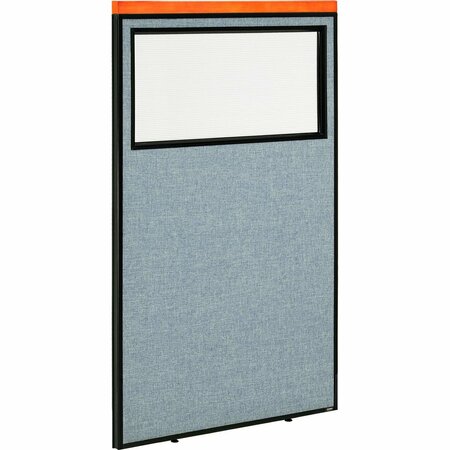 INTERION BY GLOBAL INDUSTRIAL Interion Deluxe Office Partition Panel with Partial Window, 36-1/4inW x 61-1/2inH, Blue 694667WBL